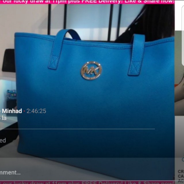mk blue tote bag
