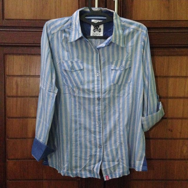 nevada stripe shirt kemeja garis garis fesyen wanita nevada stripe shirt kemeja garis garis fesyen wanita