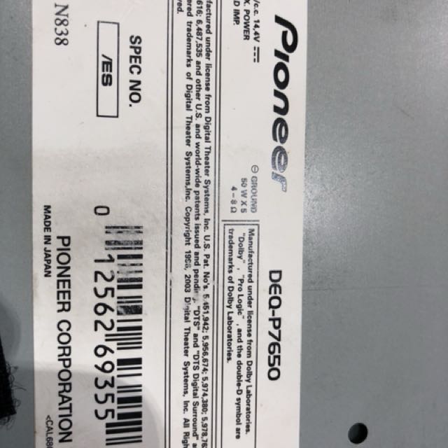 Pioneer DEQP7650 Multichannel Processor Unit, Car Accessories on