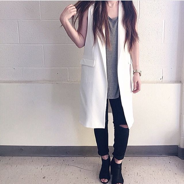 Zara top white vest