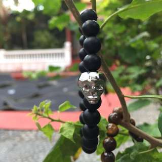 Crystal Skull head in Matte Onyx bracelet genuine