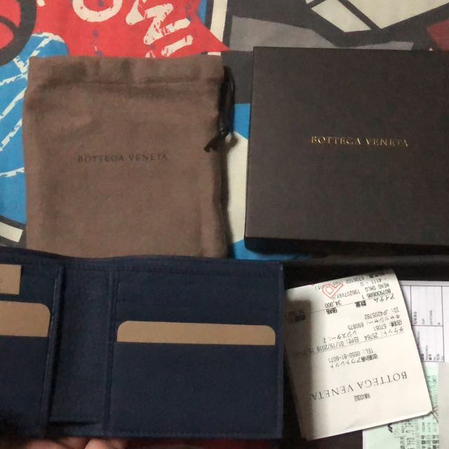 Brand new Bottega Veneta wallet 8 card slot blue with receipt