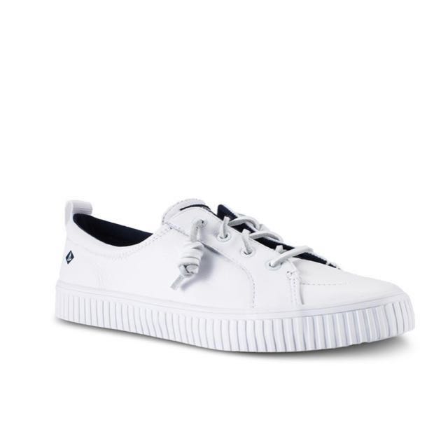 sperry women's white leather sneakers