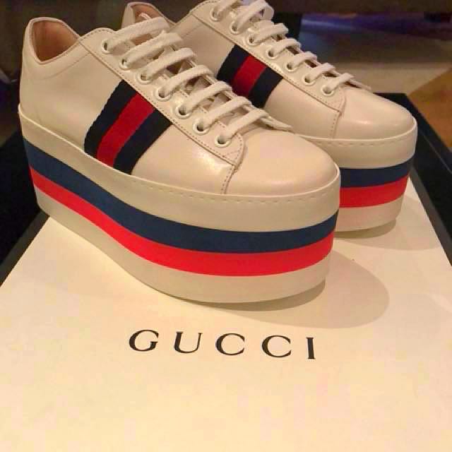 GUCCI Peggy Leather Platform Sneakers 
