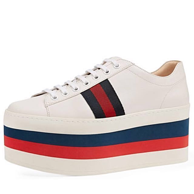 GUCCI Peggy Leather Platform Sneakers 