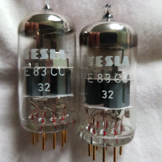 Match pair Tesla E83CC 12ax7 = (Telefunken ECC803S) gold pin 