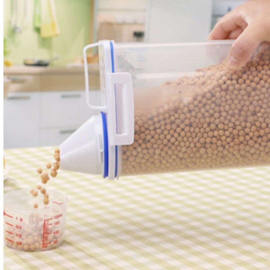 2L Plastic Cereal Dispenser Storage Box Kitchen Food Grain Rice