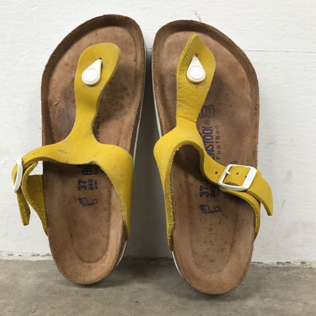 yellow birkenstocks women's