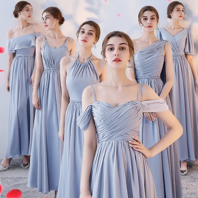 long off the shoulder bridesmaid dresses