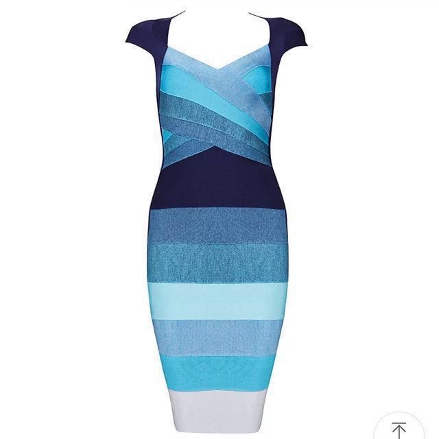 Herve leger blue cheap ombre bandage dress