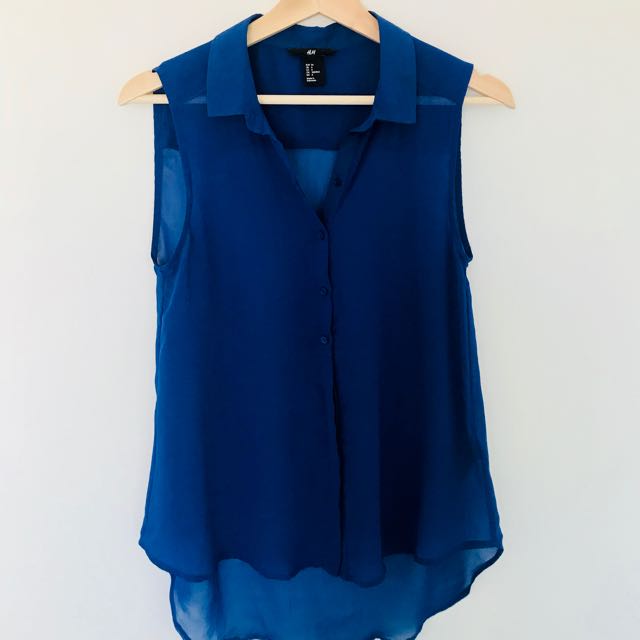 royal blue sheer top