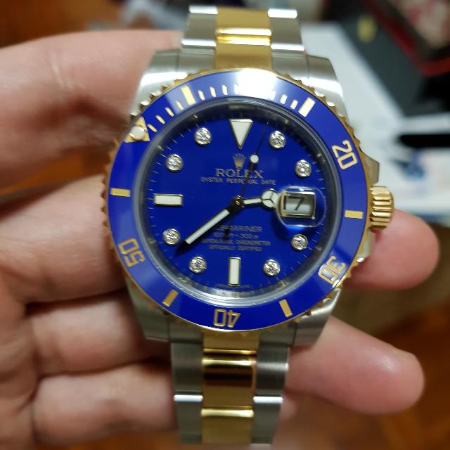 Rolex Submariner Blue Dial Stainless Steel And 18k Yellow Gold Oyster Bracelet Automatic Men S Watch 116613lb Matte Blue Diamonds Luxury Watches On Carousell
