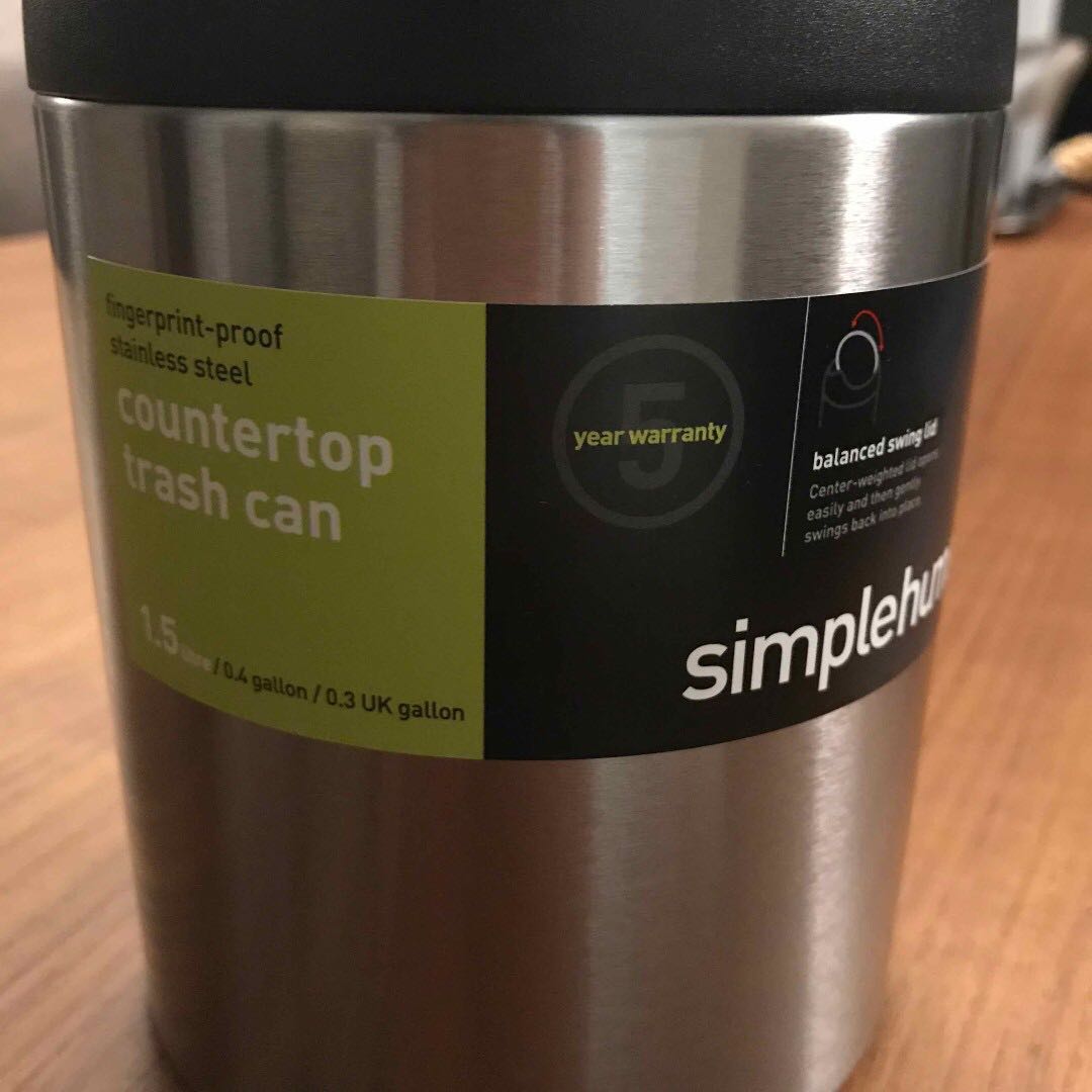 Simplehuman Countertop Trash Can Stainless Steel 1 5l Home