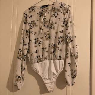 White Floral Bodysuit