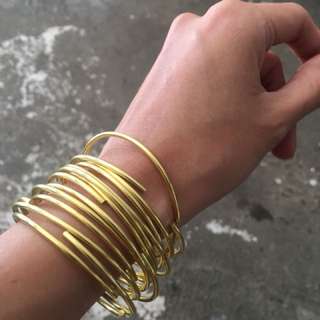 Simple Thin Brass Bangle in Gold
