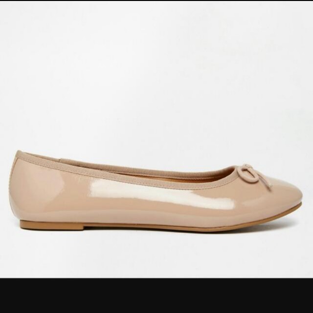 nude patent ballet flats