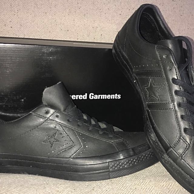 converse one star all black leather