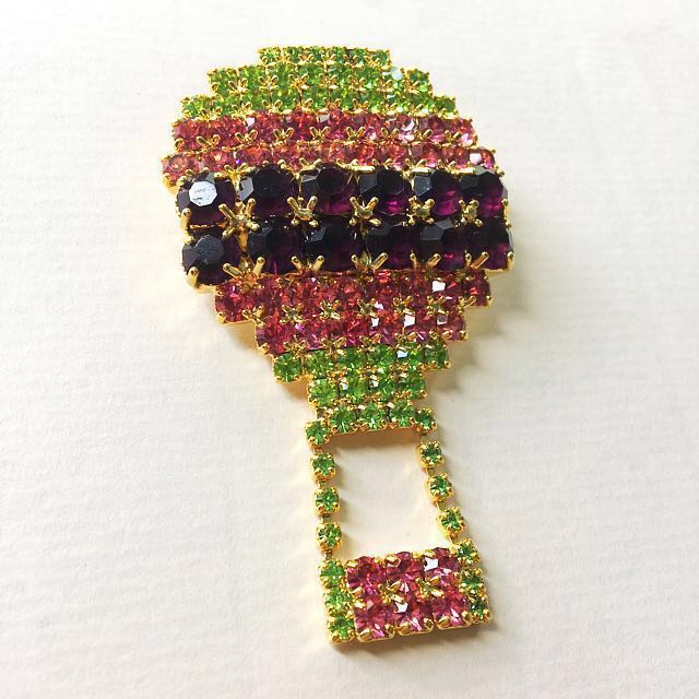 Hot Air Balloon Vintage Rhinestone Brooch Pin Women s Fashion