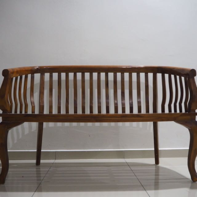 Long chair/bench kayu jati, Furniture & Home Living, Furniture, Chairs