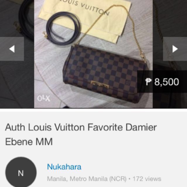 Louis Vuitton Favorite-bogus sellers (Category: Purses & Pouches) located in Manila. Submitted by mvp45 (Listing ID 145346578, Image 3). Description: This seller named NUKAHARA22 and JNL22 now named @prlvvvd101 has sold a FAKE BAG. Beware of fake sellers. Ask a co-carouseller who might have knowledge of high-end replica bags..