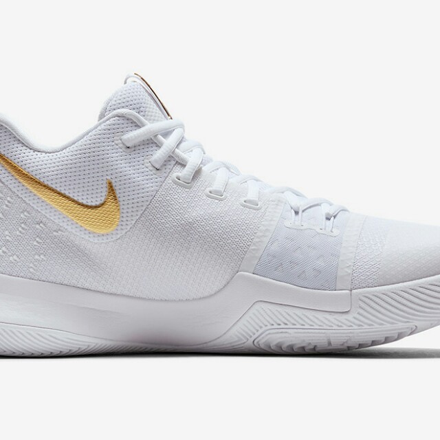kyrie shoes white and gold