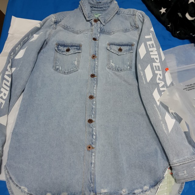Off white temperature denim shirt on sale