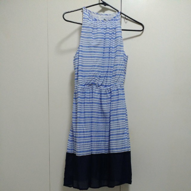 Flash Sale Old Navy Blue Stripes Halter Dress Women S Fashion Clothes Dresses Skirts On Carousell