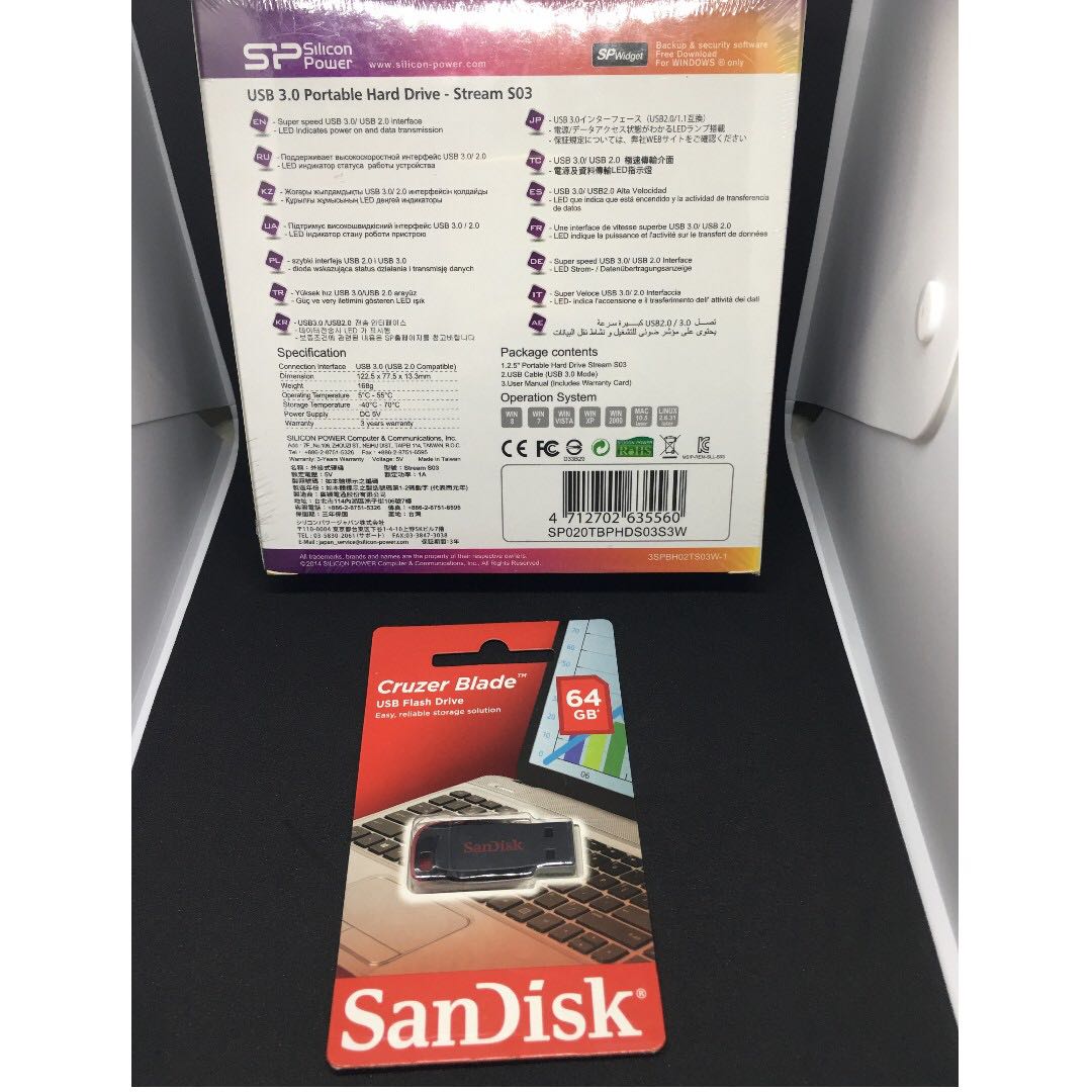 Silicon Power Portable HDD Stream S03 2TB With 64gb flash drive ...