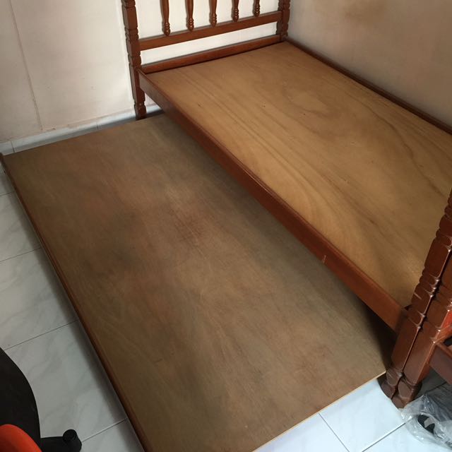 Single Bed Frames (Category: Bed Frames & Mattresses) located in Singapore. Submitted by monmoonon (Listing ID 151708042, Image 2). Description: 02x Single Bed Frames 01x Single Roller Bed Frame All 3 for $100 Preloved. As-seen, It-is. Self-Collect at 510776. As items are dismantled, thus buyer only need to arrange for transportation..