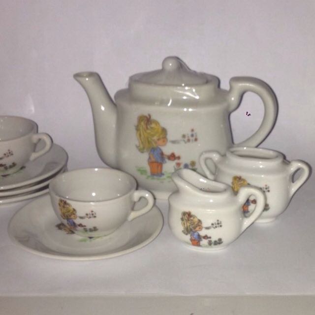 10-Piece Miniature Ceramic Tea Set (Category: Infant Playtime) located in Pasig City. Submitted by maruko__ (Listing ID 151790254, Image 2). Description: Some crack lines due to old age are seen on the teapot.