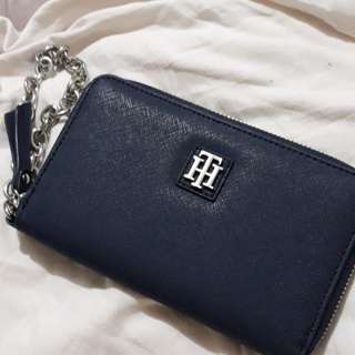 Tommy Hilfiger Zip Around Chain Clutch Wristlet Wallet