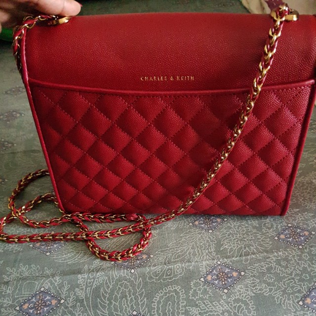 Charles & keith red bag store