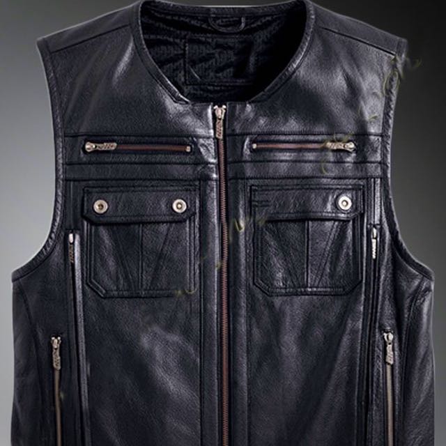 Genuine leather motorcycle vest cheap