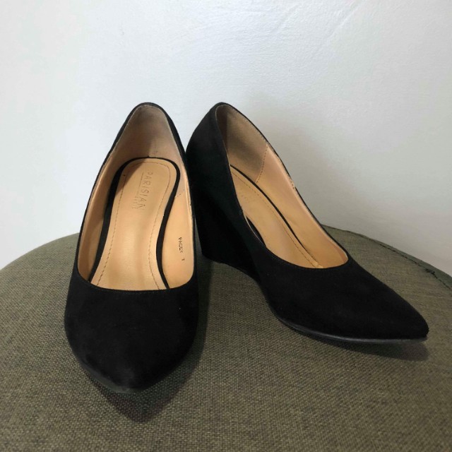 Parisian Black Wedge Shoes Women S Fashion Shoes On Carousell