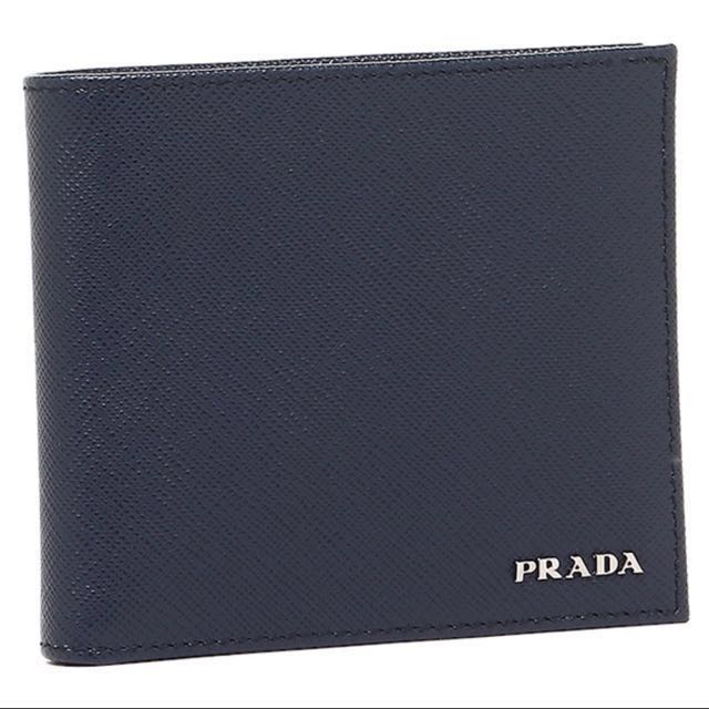 Prada Men's Wallet Saffiano Bicolo in Baltico/Nero, Luxury, Bags ...