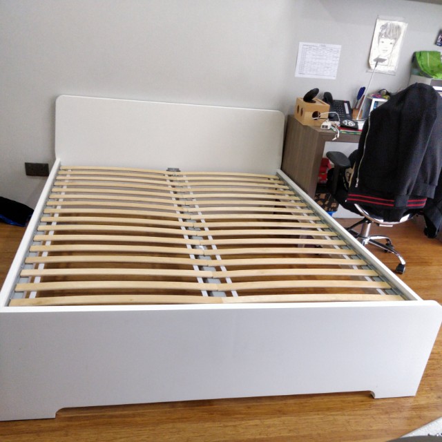 Preloved IKEA double bed (ASKVOLL), Furniture & Home Living, Furniture