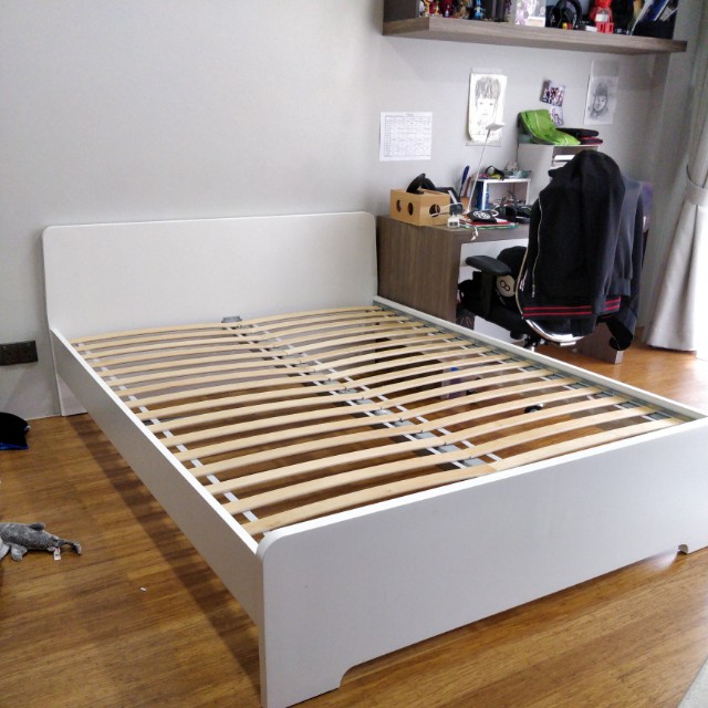 Preloved IKEA double bed (ASKVOLL), Furniture & Home Living, Furniture