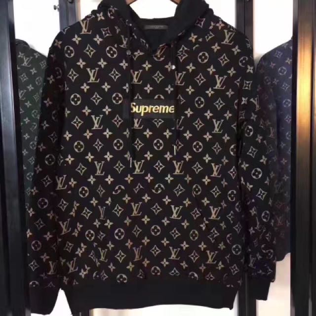 supreme lv hoodie black