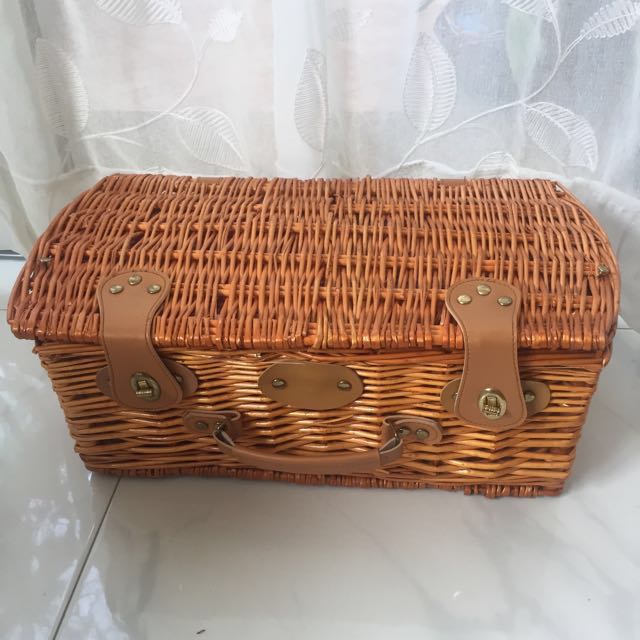 Vintage rattan picnic basket., Furniture & Home Living, Home Improvement & Organisation, Storage