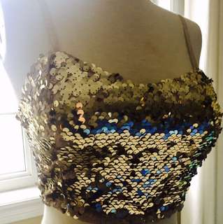 Forever XXI Gold Sequin crop top