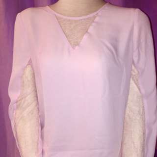 Dynamite light pink sheer lace top
