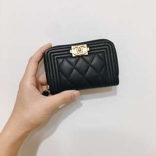 Chanel boy 黑色金釦零錢包 超級美✨
