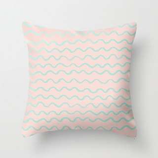 Sweet Pink and Blue Waves Cushion Cover