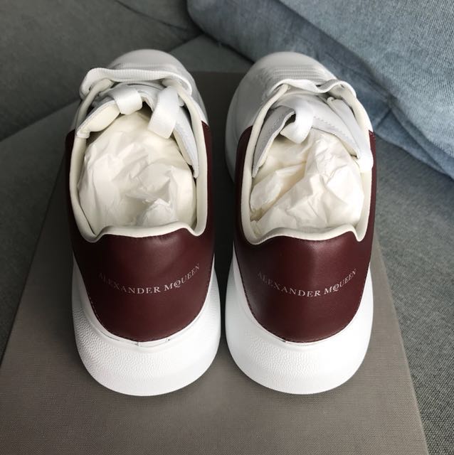 ALEXANDER MCQUEEN Oversized Burgundy Heel Leather Sneakers Men s