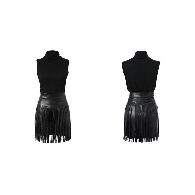 Black turtle neck dress with leather skirt, Women's Fashion, Dresses ...