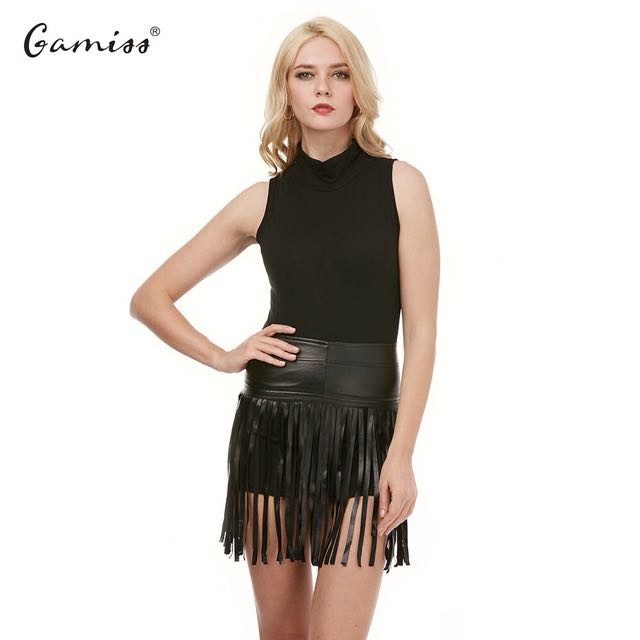 Black turtle neck dress with leather skirt, Women's Fashion, Dresses ...