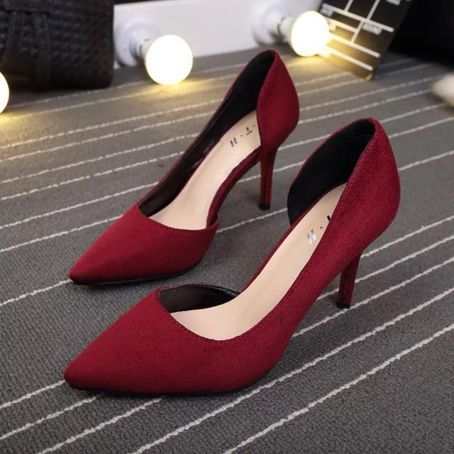 NEW Wine Red Heels, Women's Fashion, Footwear, Heels on Carousell