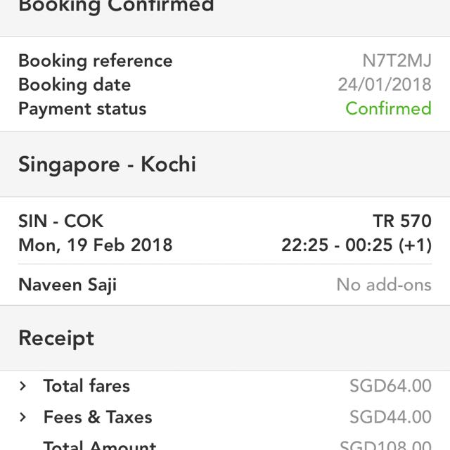 Scoot Flight Ticket Singapore To Kochi Entertainment Attractions On Carousell Book flight tickets from kochi online at paytm. scoot flight ticket singapore to kochi