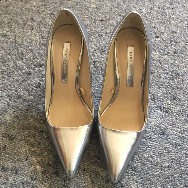 Zara silver heels, Women's Fashion, Shoes on Carousell