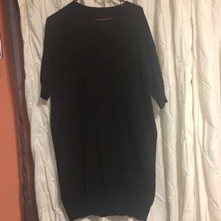 Long sweater slit dress
